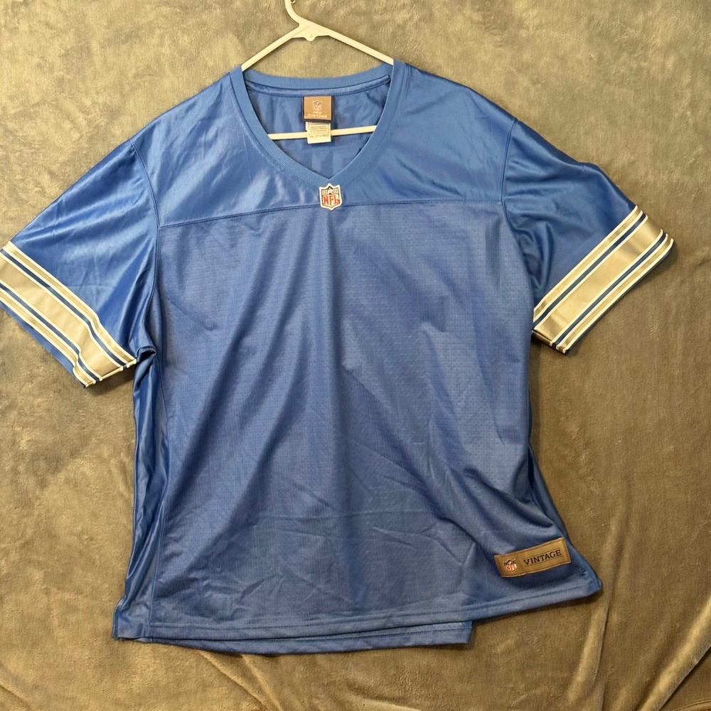 NFL Pro Line Vintage Detroit Lions Jersey Mens 2XL Blue Blank Mesh Fan Gear